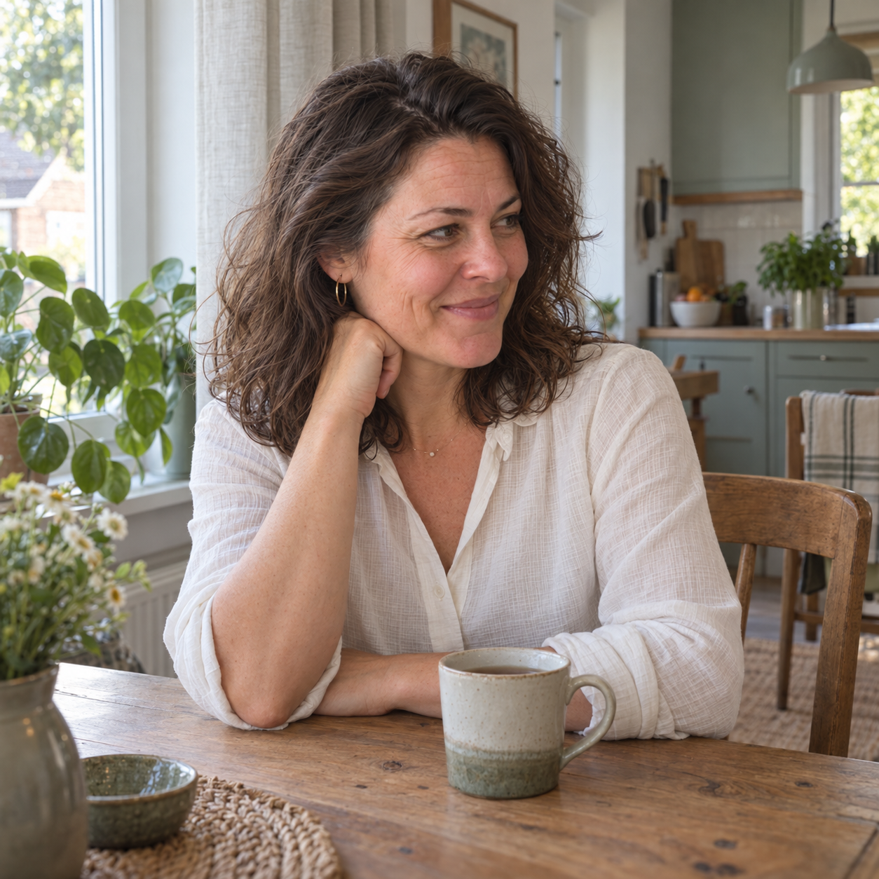 Louise, oprichter van Fit op je Bord, in haar keuken
